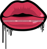 Sexy Dripping Lips Cosmetology Lipstick Cosmetics Makeup Lip Bite Balm Gloss Glam Style .SVG Cut Files For Silhouette Cricut and More!