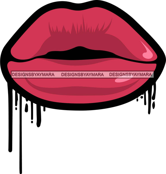 Sexy Dripping Lips Cosmetology Lipstick Cosmetics Makeup Lip Bite Balm Gloss Glam Style .SVG Cut Files For Silhouette Cricut and More!