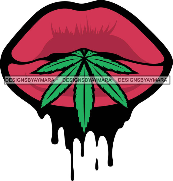 Sexy Dripping Lips Holding Blunt Weed Leaf Cannabis Medical Marijuana Lipstick Makeup Lip Bite Balm Gloss Glam .SVG Cut Files For Silhouette Cricut and More!
