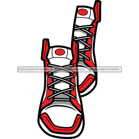 Red And White Sneakers Shoes SVG JPG PNG Vector Clipart Cricut Silhouette Cut Cutting