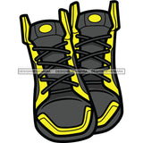 Yellow And Gray Sneakers Shoes SVG JPG PNG Vector Clipart Cricut Silhouette Cut Cutting