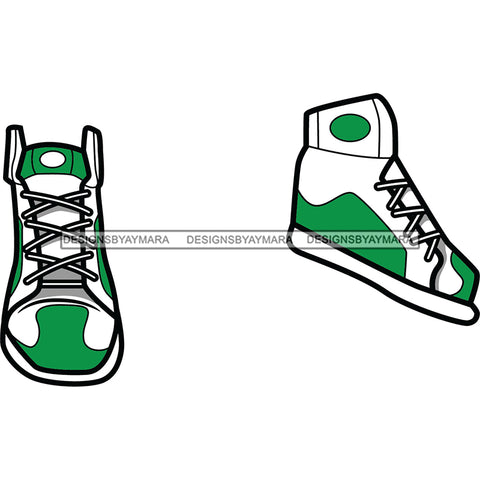 White And Green Sneakers Shoes SVG JPG PNG Vector Clipart Cricut Silhouette Cut Cutting