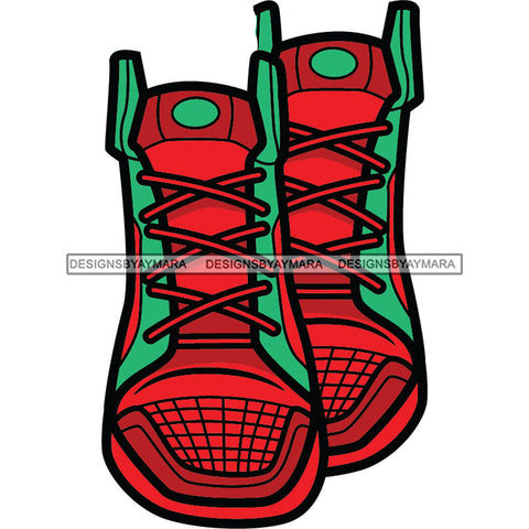 Red And Green Sneakers Shoes SVG JPG PNG Vector Clipart Cricut Silhouette Cut Cutting