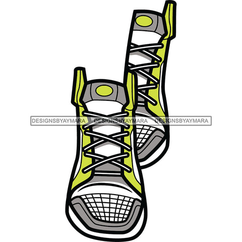 Yellow And White Sneakers Shoes SVG JPG PNG Vector Clipart Cricut Silhouette Cut Cutting