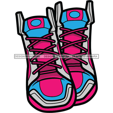 Gray Pink And Blue Sneakers Shoes SVG JPG PNG Vector Clipart Cricut Silhouette Cut Cutting