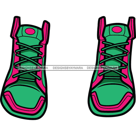 Green And Pink  Sneakers Shoes SVG JPG PNG Vector Clipart Cricut Silhouette Cut Cutting