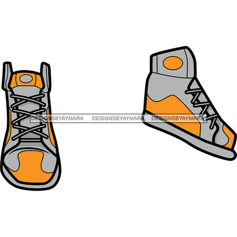 Orange And Gray Sneakers Shoes SVG JPG PNG Vector Clipart Cricut Silhouette Cut Cutting