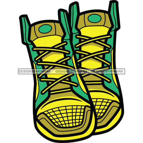 Yellow And Green Sneakers Shoes SVG JPG PNG Vector Clipart Cricut Silhouette Cut Cutting