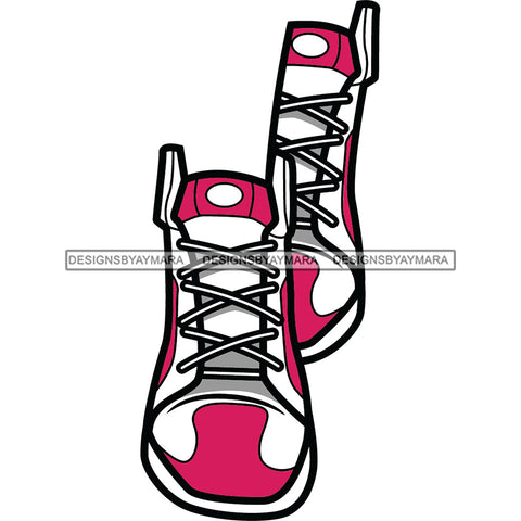 Red And White Sneakers Shoes SVG JPG PNG Vector Clipart Cricut Silhouette Cut Cutting