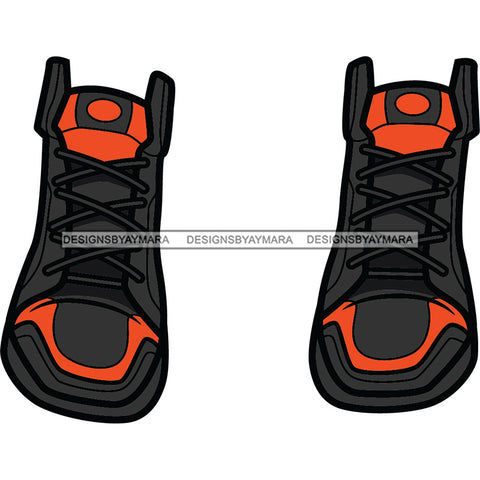 Orange And Dark Gray Sneakers Shoes SVG JPG PNG Vector Clipart Cricut Silhouette Cut Cutting