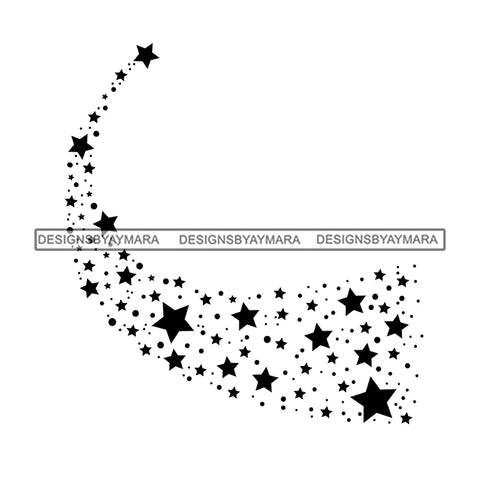 Shooting Stars Cosmos Astrology Asteroids Glitter Universe Galaxy Tail Night B/W SVG JPG PNG Vector Clipart Cricut Silhouette Cut Cutting