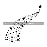 Shooting Stars Cosmos Astrology Asteroids Universe Galaxy Tail Night B/W SVG JPG PNG Vector Clipart Cricut Silhouette Cutting