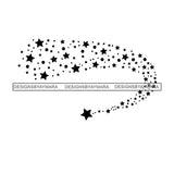 Shooting Stars Cosmos Astrology Asteroids Universe Galaxy Tail Night B/W SVG JPG PNG Vector Clipart Cricut Silhouette Cut Cutting