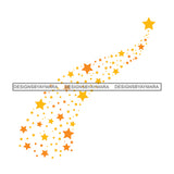 Shooting Stars Cosmos Astrology Asteroids Glitter Universe Galaxy Tail Night Yellow Orange SVG JPG PNG Vector Clipart Cricut Silhouette Cut Cutting