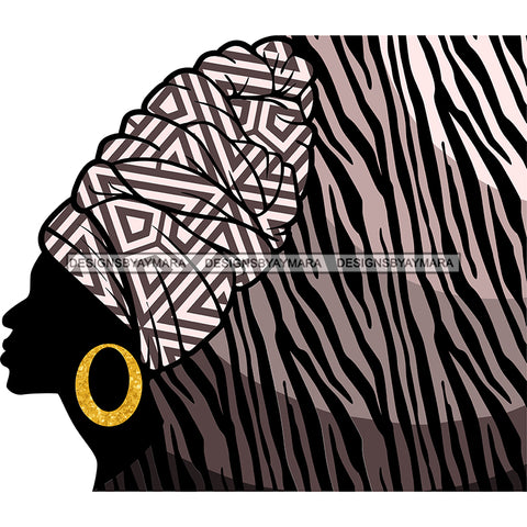 African Head Print Silhouette Art Black And White SVG JPG PNG Vector Clipart Cricut Silhouette Cut Cutting
