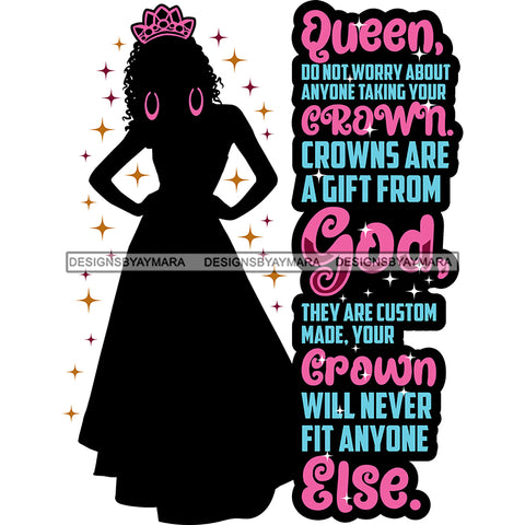 Black Queen Silhouette Pink Crown God Quotes Queen Do Not Worry About  SVG JPG PNG Vector Clipart Cricut Silhouette Cut Cutting