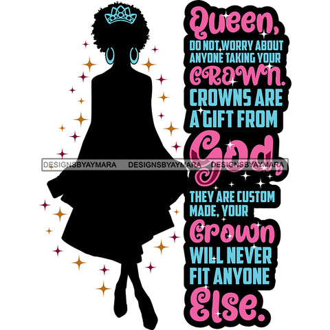 Black Queen Silhouette Blue Crown God Quotes Queen Do Not Worry About  SVG JPG PNG Vector Clipart Cricut Silhouette Cut Cutting