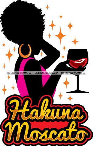 Afro Woman Drinking Wine Feeling Fine Relax SVG Cutting Files For Silhouette Cricut and More!
