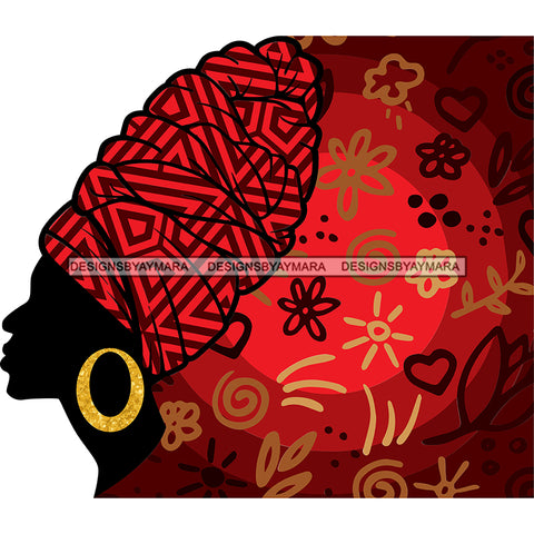 African Head Print Silhouette Art Red And Black SVG JPG PNG Vector Clipart Cricut Silhouette Cut Cutting