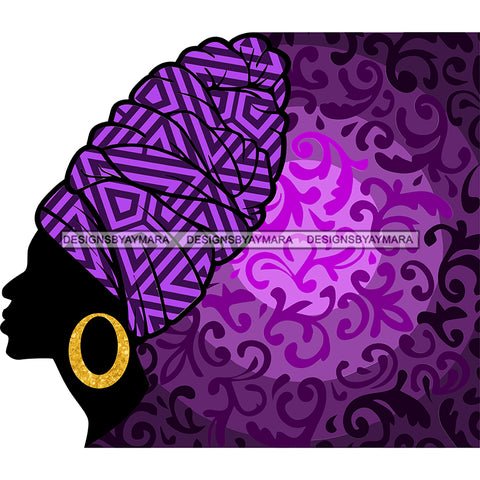 African Head Print Silhouette Art Purple And Black SVG JPG PNG Vector Clipart Cricut Silhouette Cut Cutting