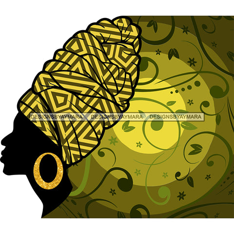 African Head Print Silhouette Art Yellow And Black SVG JPG PNG Vector Clipart Cricut Silhouette Cut Cutting