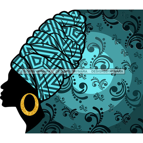 African Head Print Silhouette Art Blue And Black SVG JPG PNG Vector Clipart Cricut Silhouette Cut Cutting