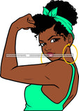 Afro Girl Babe Sexy Strong Black Woman Power Bamboo Hoop Earrings Up Do Hair Style SVG Cutting Files For Silhouette Cricut More