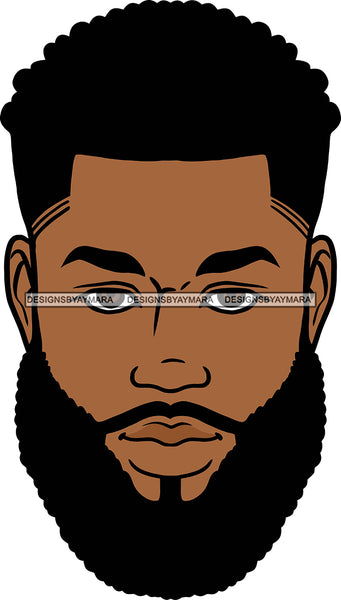 Afro Handsome Sexy Black Man Bearded Hipster Model Fashion Male Guy Stylish Close-up Macho Manly SVG Files For Cutting