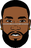 Afro Handsome Sexy Black Man Bearded Hipster Model Fashion Male Guy Stylish Close-up Macho Manly SVG Files For Cutting