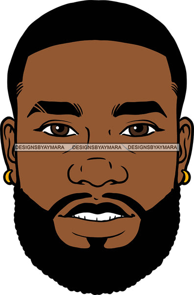 Afro Handsome Sexy Black Man Bearded Hipster Model Fashion Male Guy Stylish Close-up Macho Manly SVG Files For Cutting