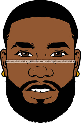 Afro Handsome Sexy Black Man Bearded Hipster Model Fashion Male Guy Stylish Close-up Macho Manly SVG Files For Cutting