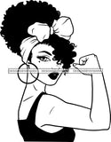 Afro Girl Babe Hoop Earrings Strong Woman Sexy Lips Up Do Hair Style B/W SVG Cutting Files For Silhouette Cricut