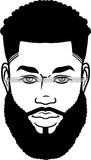 Afro Handsome Sexy Black Man Bearded Hipster Model Fashion Male Guy Stylish Close-up Macho Manly B/W SVG Files For Cutting