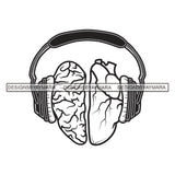 Headphones Heart Music Lover Tattoos Ideas Elements Designs For T-Shirt and Other Products SVG PNG JPG Cutting Files For Silhouette Cricut and More!