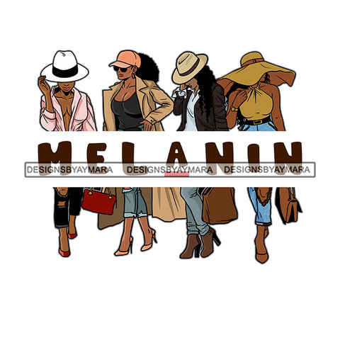 Melanin Ladies Women Wearing Hats SVG JPG PNG Vector Clipart Cricut Silhouette Cut Cutting1