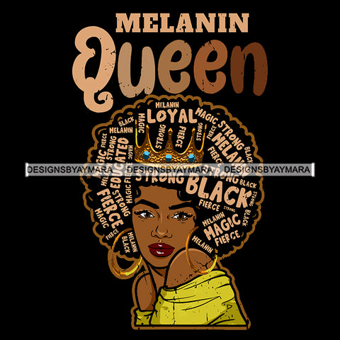 Melanin Queen Strong Educated Fierce SVG JPG PNG Vector Clipart Cricut Silhouette Cut Cutting1
