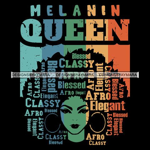 Melanin Queen Classy Fierce Blessed SVG JPG PNG Vector Clipart Cricut Silhouette Cut Cutting1