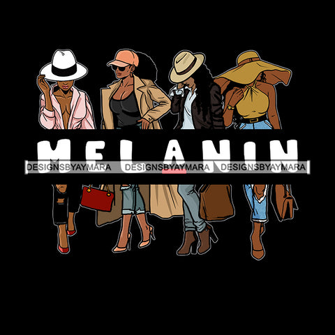 Melanin Sista's Sisters Stepping Out In Hats SVG JPG PNG Vector Clipart Cricut Silhouette Cut Cutting1