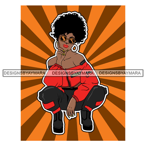 Afro Goddess Squatting Position Black Woman Nubian Queen SVG Cutting Files For Silhouette Cricut and More