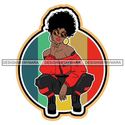 Afro Goddess Squatting Position Black Woman Nubian Queen SVG Cutting Files For Silhouette Cricut and More