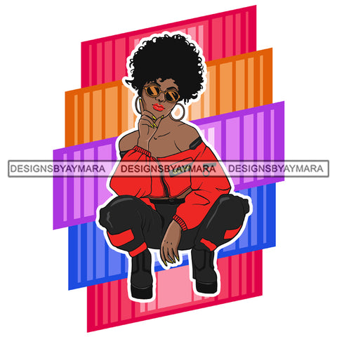 Afro Goddess Squatting Position Black Woman Nubian Queen SVG Cutting Files For Silhouette Cricut and More