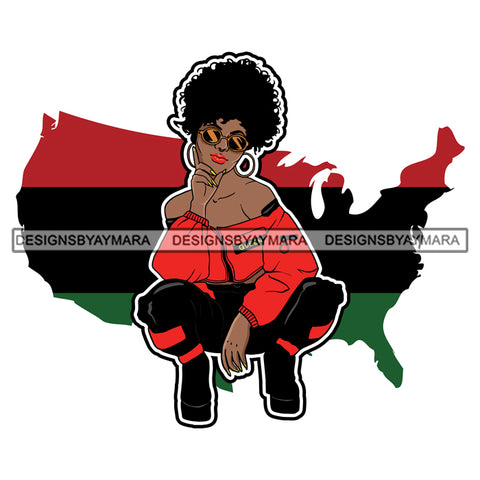 Afro Goddess Squatting Position Black Woman Nubian Queen SVG Cutting Files For Silhouette Cricut and More