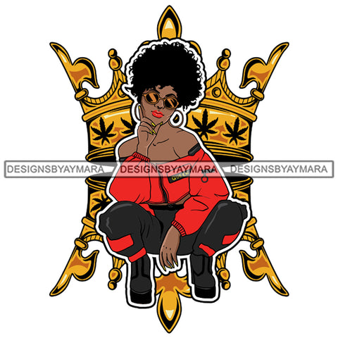 Afro Goddess Squatting Position Black Woman Nubian Queen SVG Cutting Files For Silhouette Cricut and More