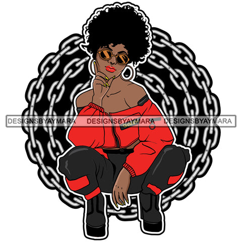 Afro Goddess Squatting Position Black Woman Nubian Queen SVG Cutting Files For Silhouette Cricut and More