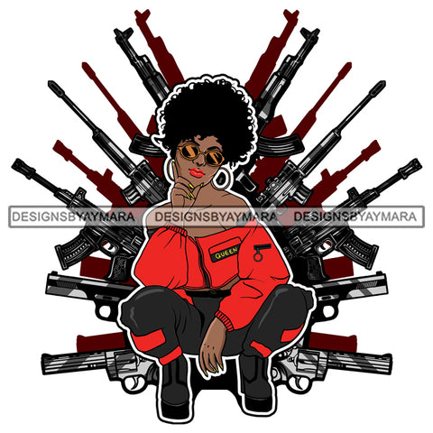 Afro Goddess Squatting Position Black Woman Nubian Queen SVG Cutting Files For Silhouette Cricut and More