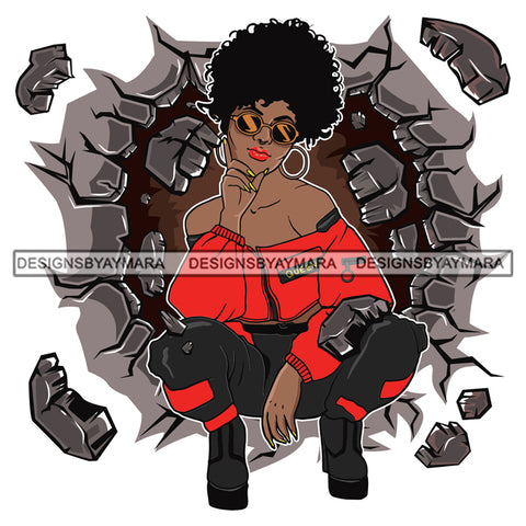 Afro Goddess Squatting Position Black Woman Nubian Queen SVG Cutting Files For Silhouette Cricut and More