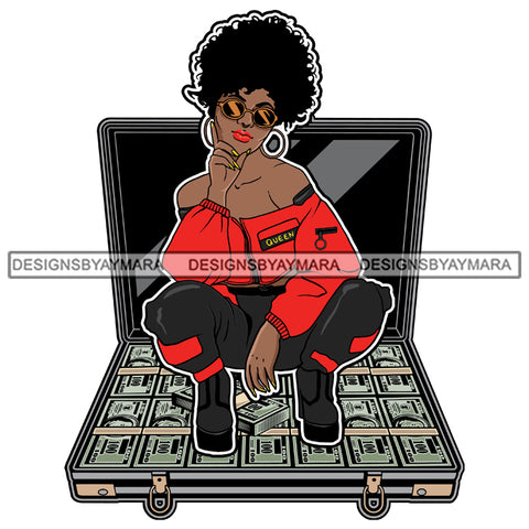 Afro Goddess Squatting Position Black Woman Nubian Queen SVG Cutting Files For Silhouette Cricut and More