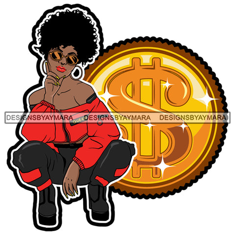 Afro Goddess Squatting Position Black Woman Nubian Queen SVG Cutting Files For Silhouette Cricut and More