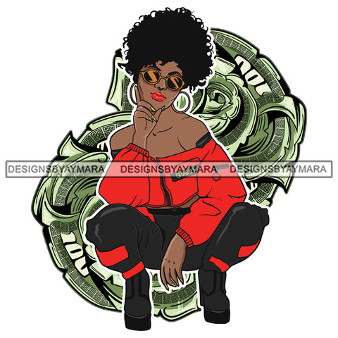 Afro Goddess Squatting Position Black Woman Nubian Queen SVG Cutting Files For Silhouette Cricut and More