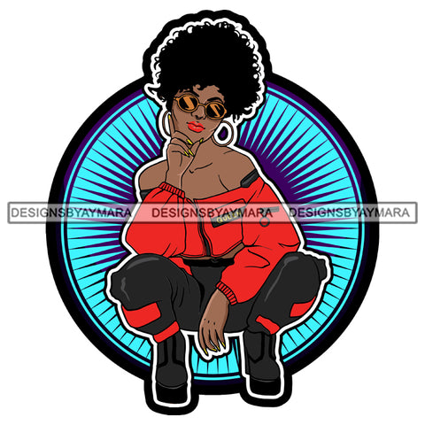 Afro Goddess Squatting Position Black Woman Nubian Queen SVG Cutting Files For Silhouette Cricut and More